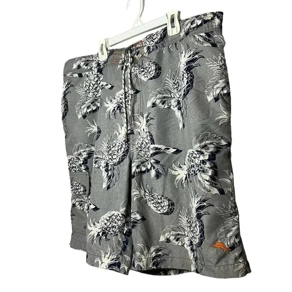 Tommy Bahama relaxed fit gray pineapple swim trunks size XL.